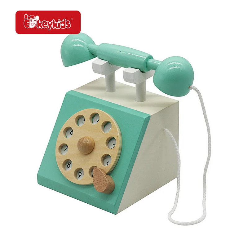 Education Play Landline Wooden Phone Toy for Kids W10D845